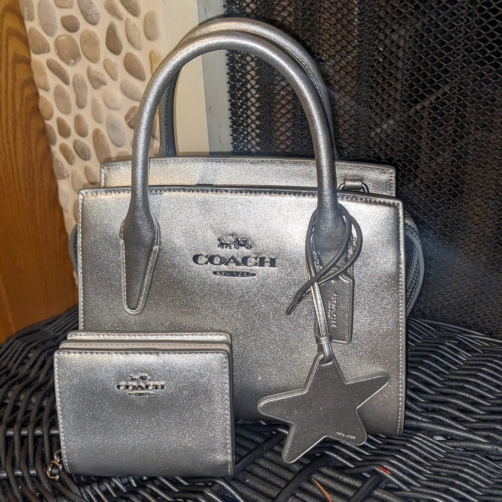 **Reserved**Coach Pearlyzed Leather Snap Wallet in Light Silver - Picture 14 of 15